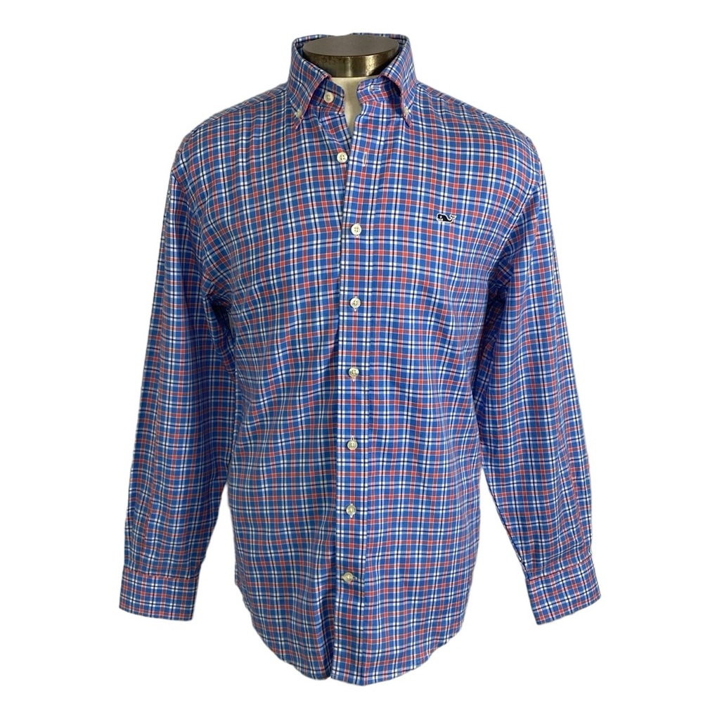 Vineyard Vines Sz S Blue Plaid 100% Cotton Whale Shirt - Picture 2 of 8